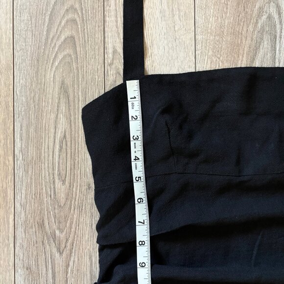 VICI Ruched Black Linen-Like Halter Maxi Dress Womens Large Formal Wedding Guest - Picture 12 of 16